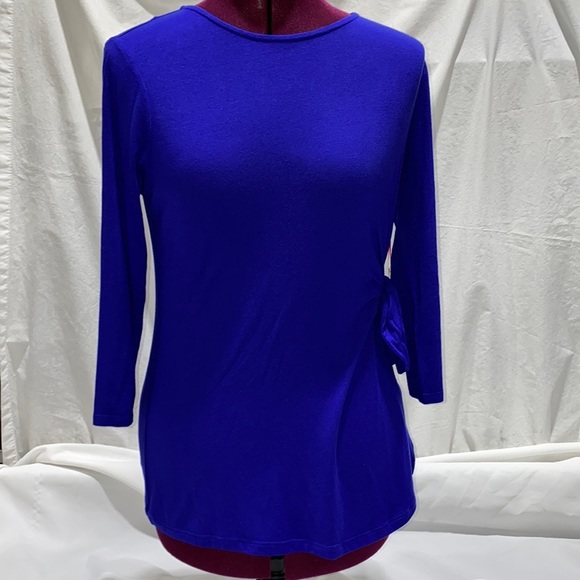 ELLE 3/4 Sleeve Top Side Tie Blue Women’s XS NWT - Picture 2 of 11